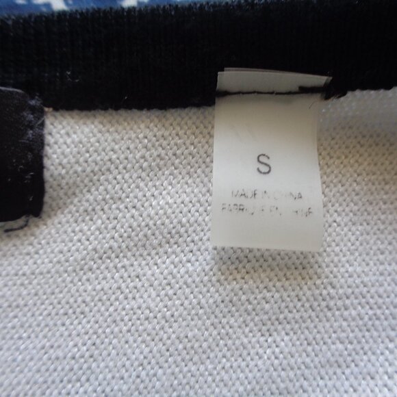 Tahari White Black Brown Stripe Rayon Knit V-Neck Sweater Small - Picture 5 of 5